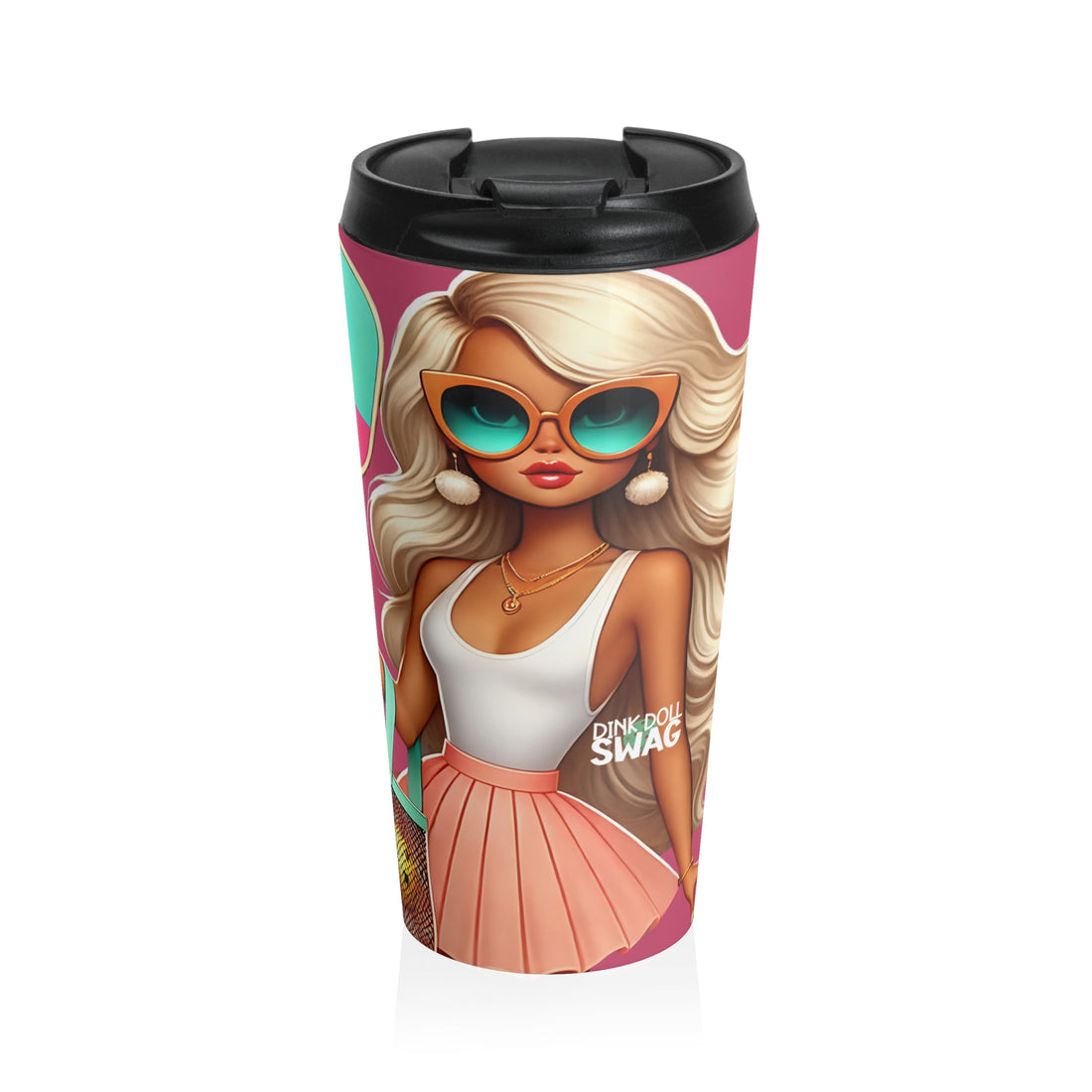 Blonde Diva pickleball tumbler with oversized sunglasses design
