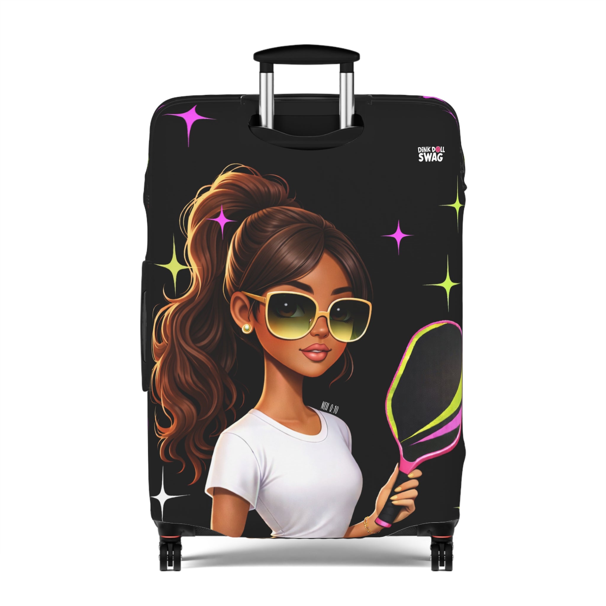 Dink Doll Swag™ Joy in Motion   – Amara Edition Pickleball Luggage Cover for Women | Faith-Inspired
