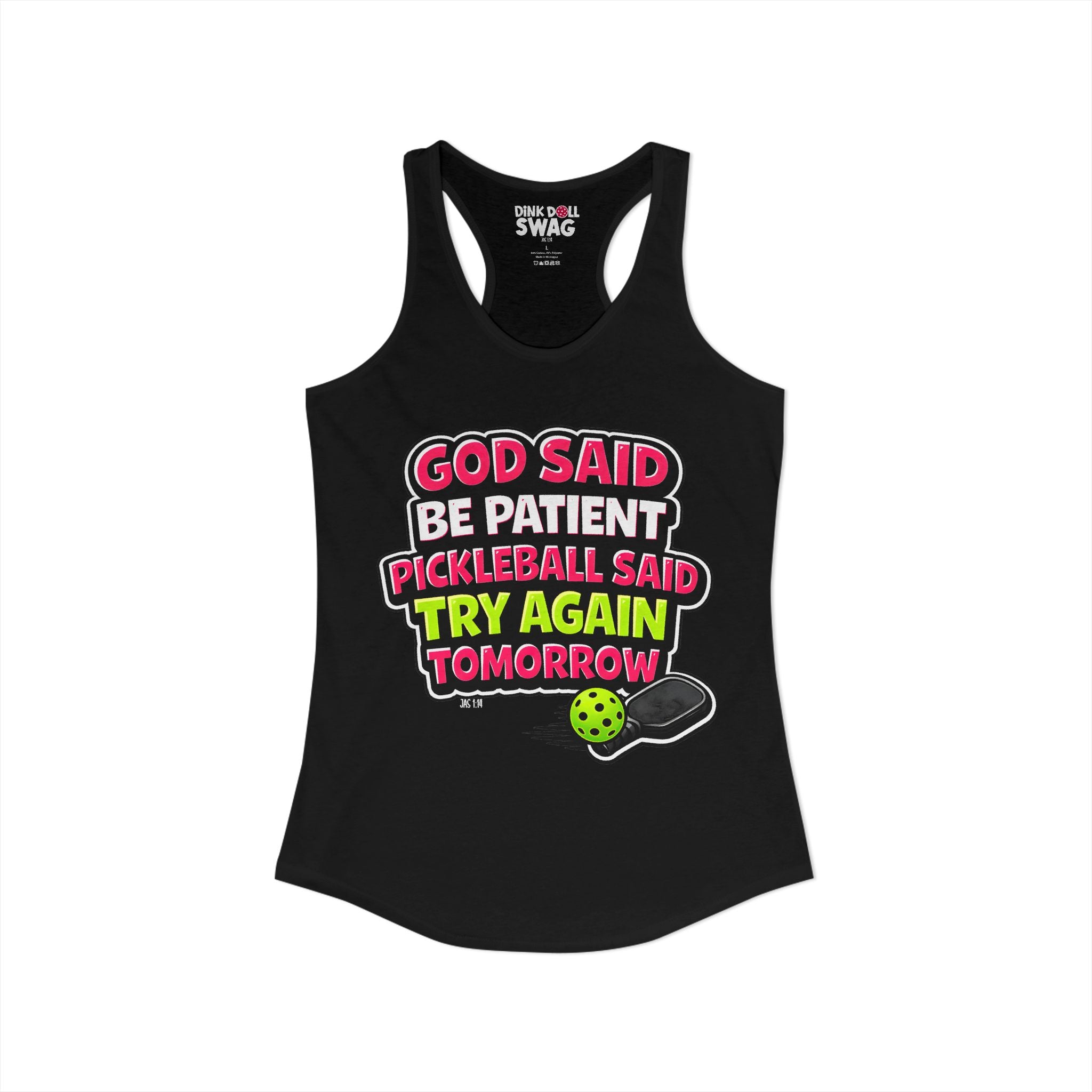 God Said Be Patient Racerback Tank (Rom 12:12)