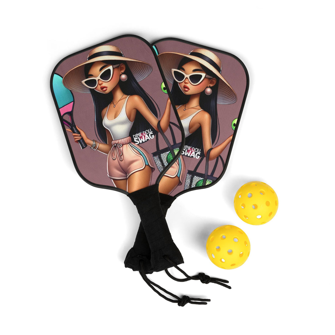 East Asian Diva pickleball paddle kit with sunglasses artwork