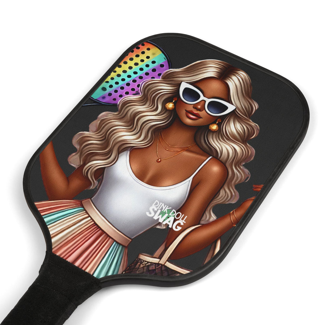 Platinum Blonde Diva pickleball paddle kit with sunglasses artwork