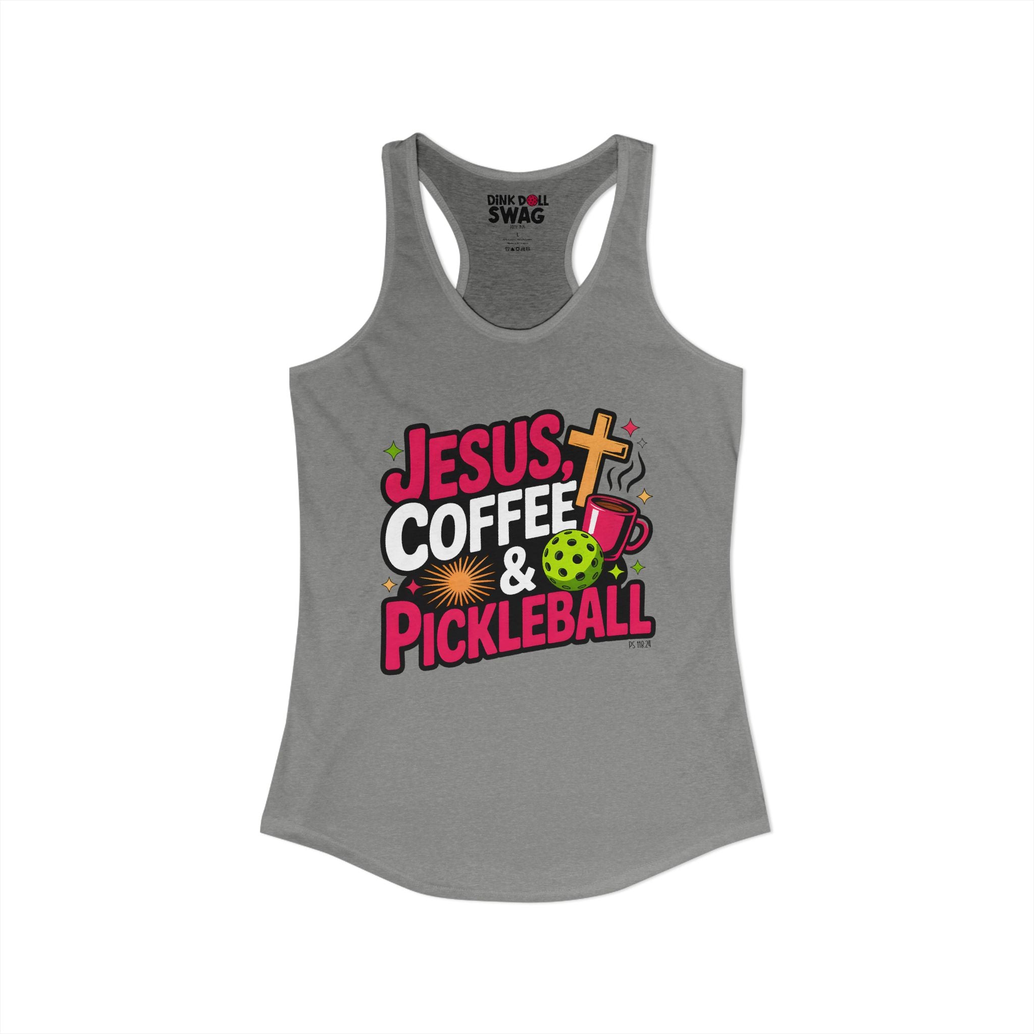 Jesus, Coffee & Pickleball Racerback Tank (Ps 118:24)