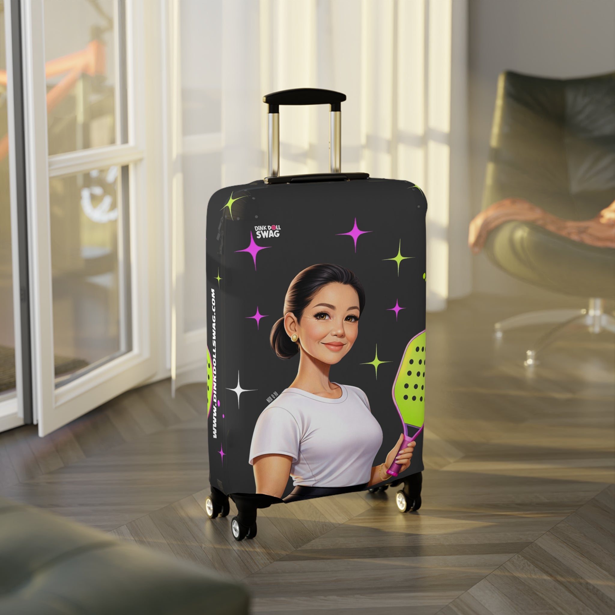 Dink Doll Swag™ Joy in Motion – Legacy Series   – Mei Edition Pickleball Luggage Cover for Women | Faith-Inspired