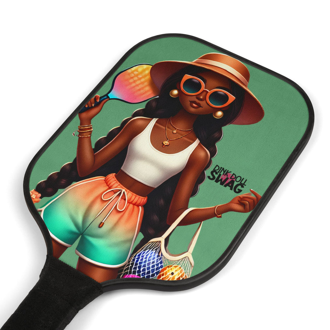 Indigenous Diva pickleball paddle kit with sunglasses artwork