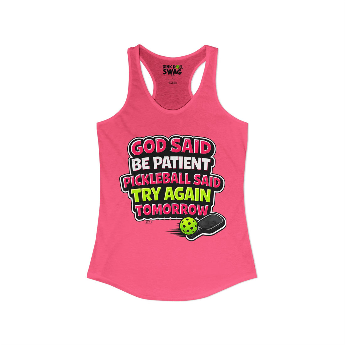 God Said Be Patient Pickleball Tank for Women | Faith-Inspired
