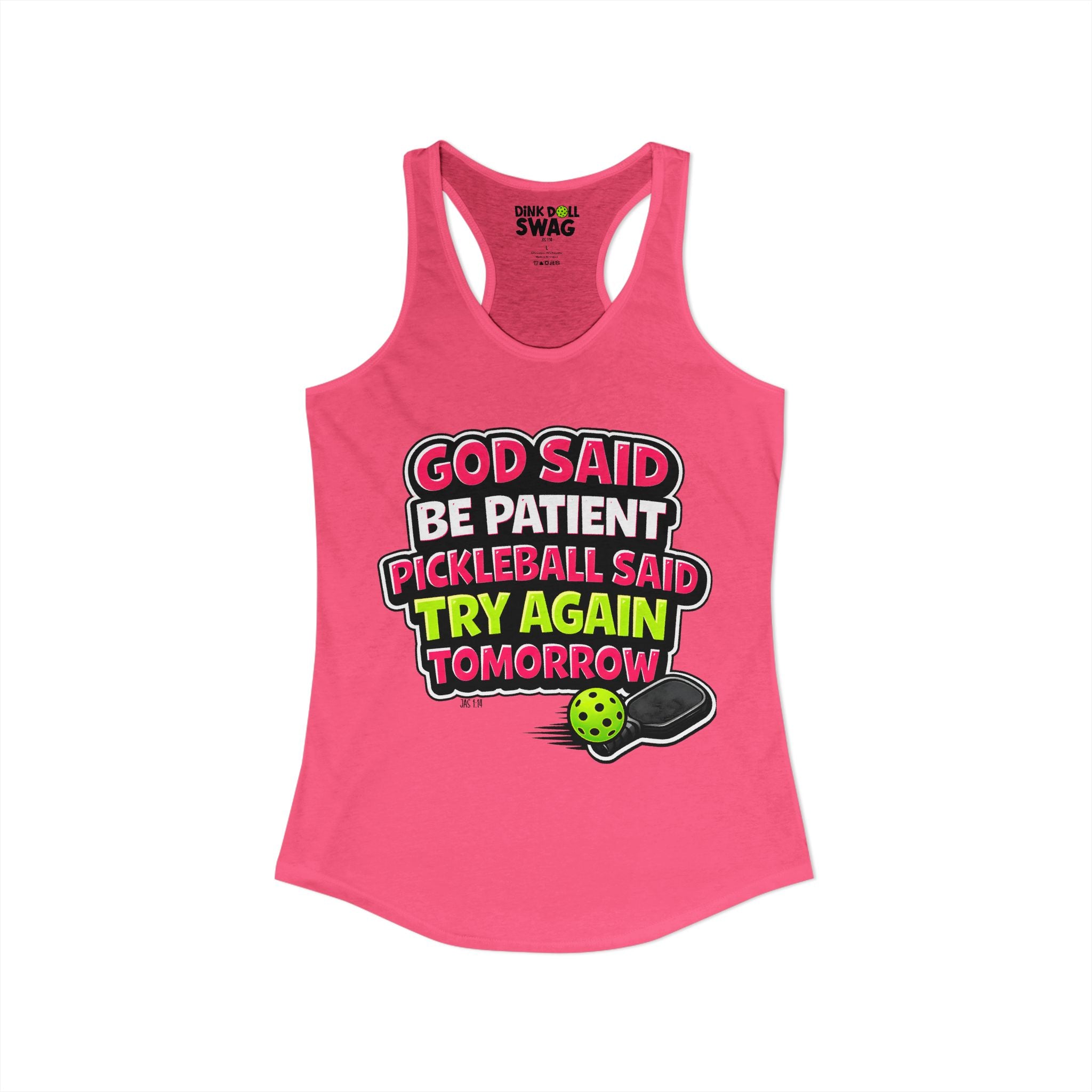 God Said Be Patient Racerback Tank (Rom 12:12)