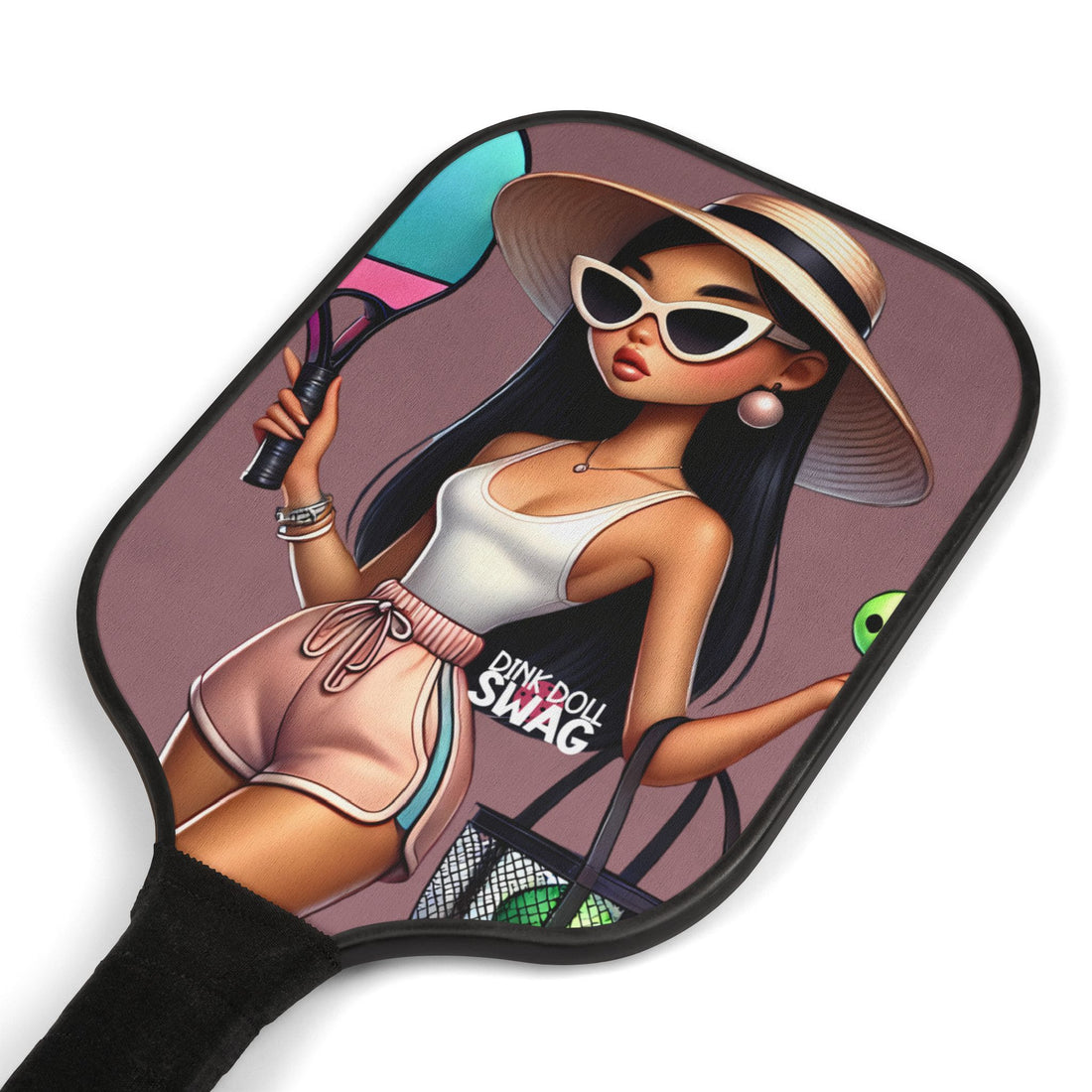 East Asian Diva pickleball paddle kit with sunglasses artwork