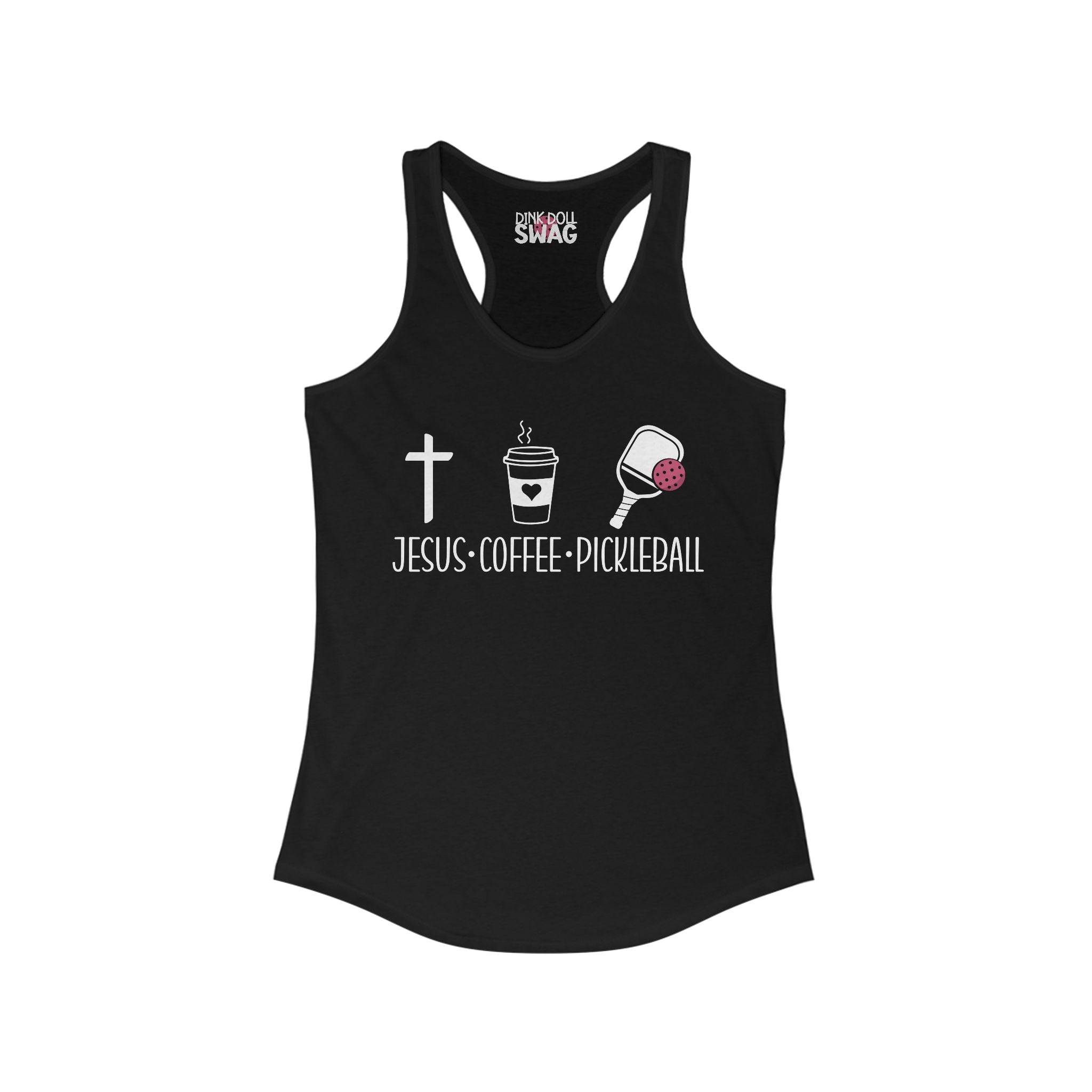 Pickleball Racerback Women's Tank - 'Jesus, Coffee, Pickleball' Design