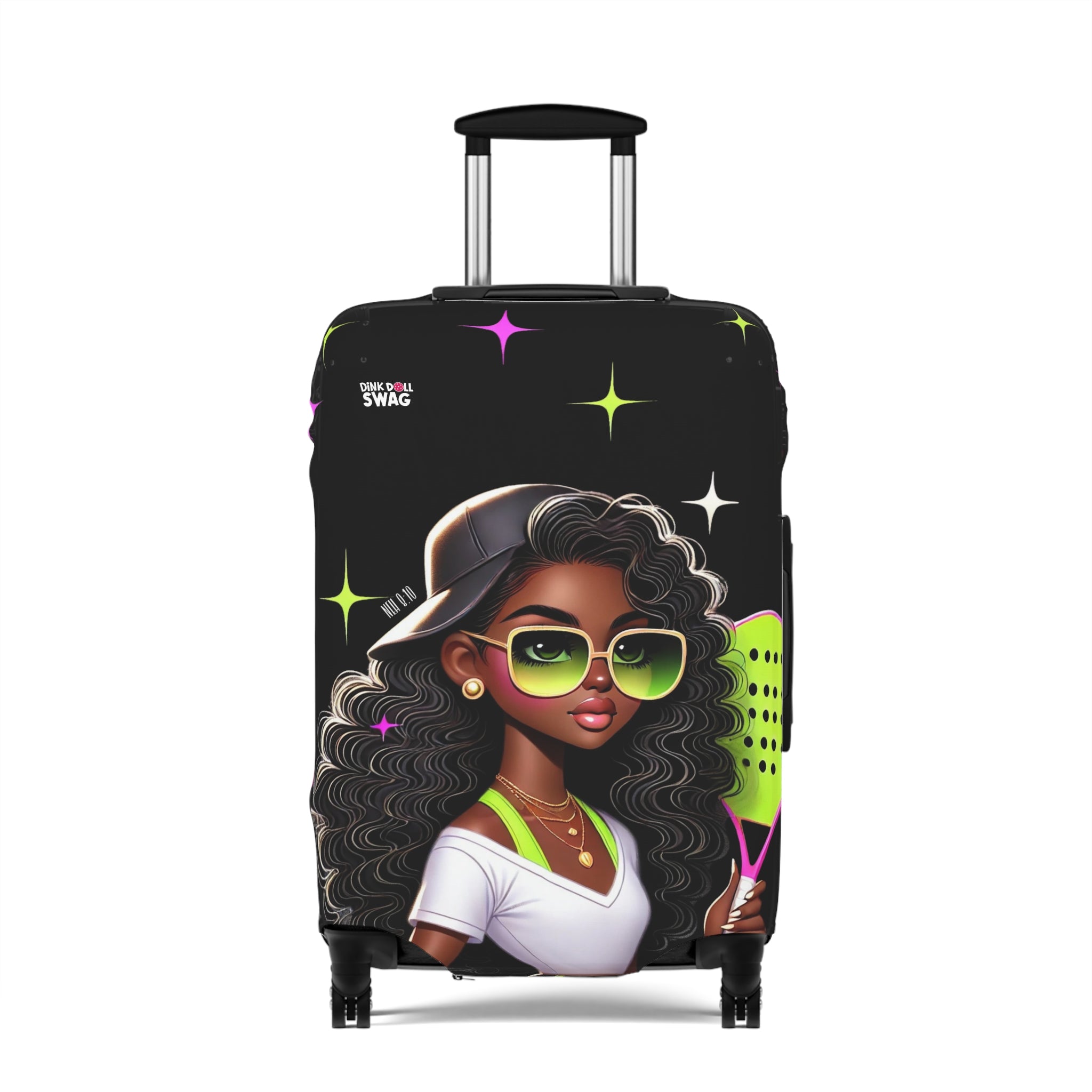 Dink Doll Swag™ Joy in Motion   – Nyla Edition Pickleball Luggage Cover for Women | Faith-Inspired