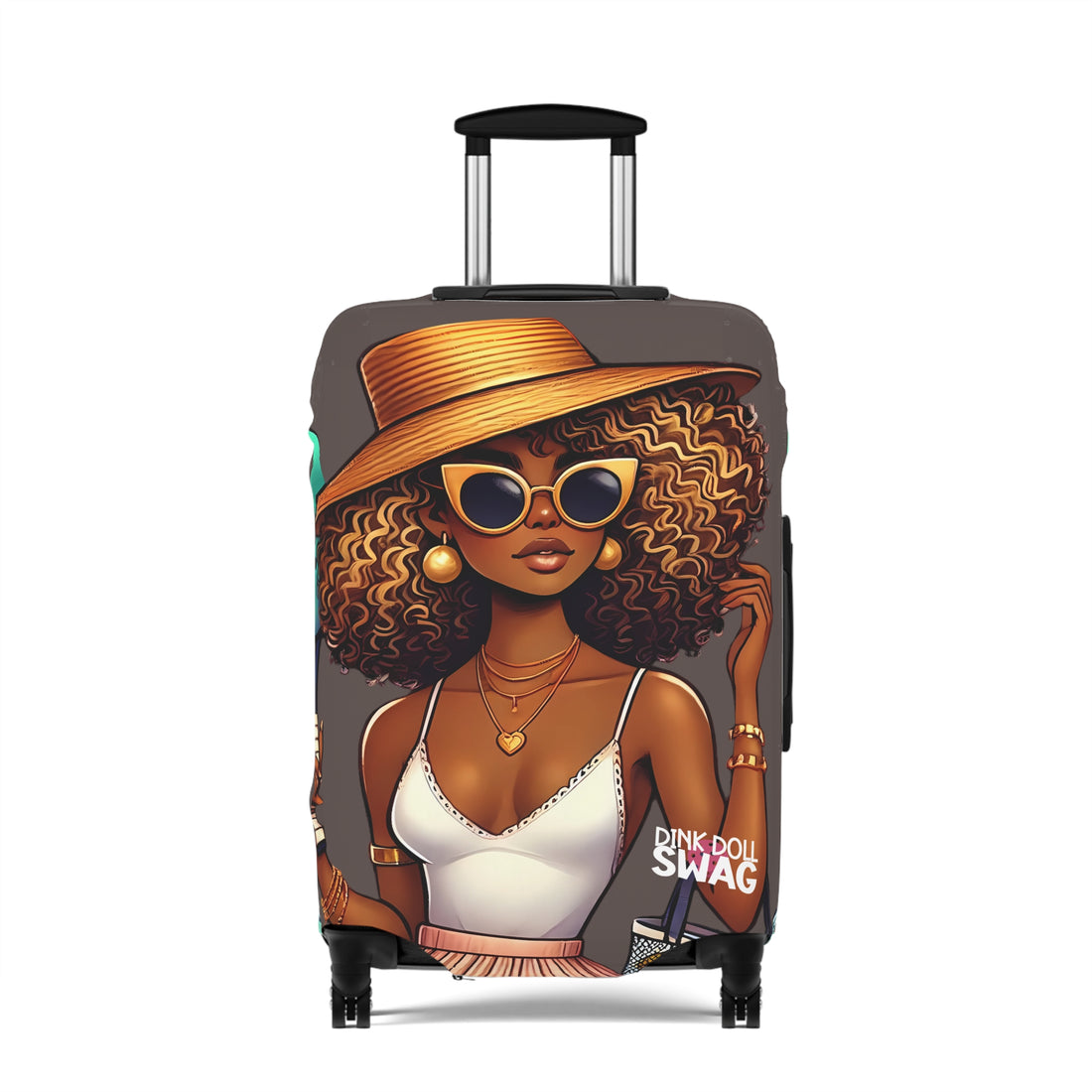 Mixed Race Diva pickleball luggage cover with bold stylish artwork
