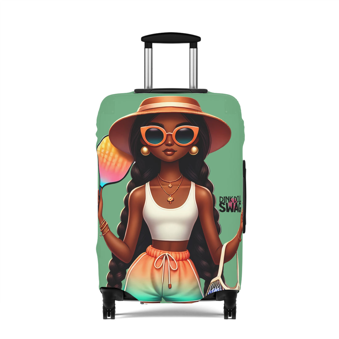 Indigenous Diva pickleball luggage cover with bold colorful artwork