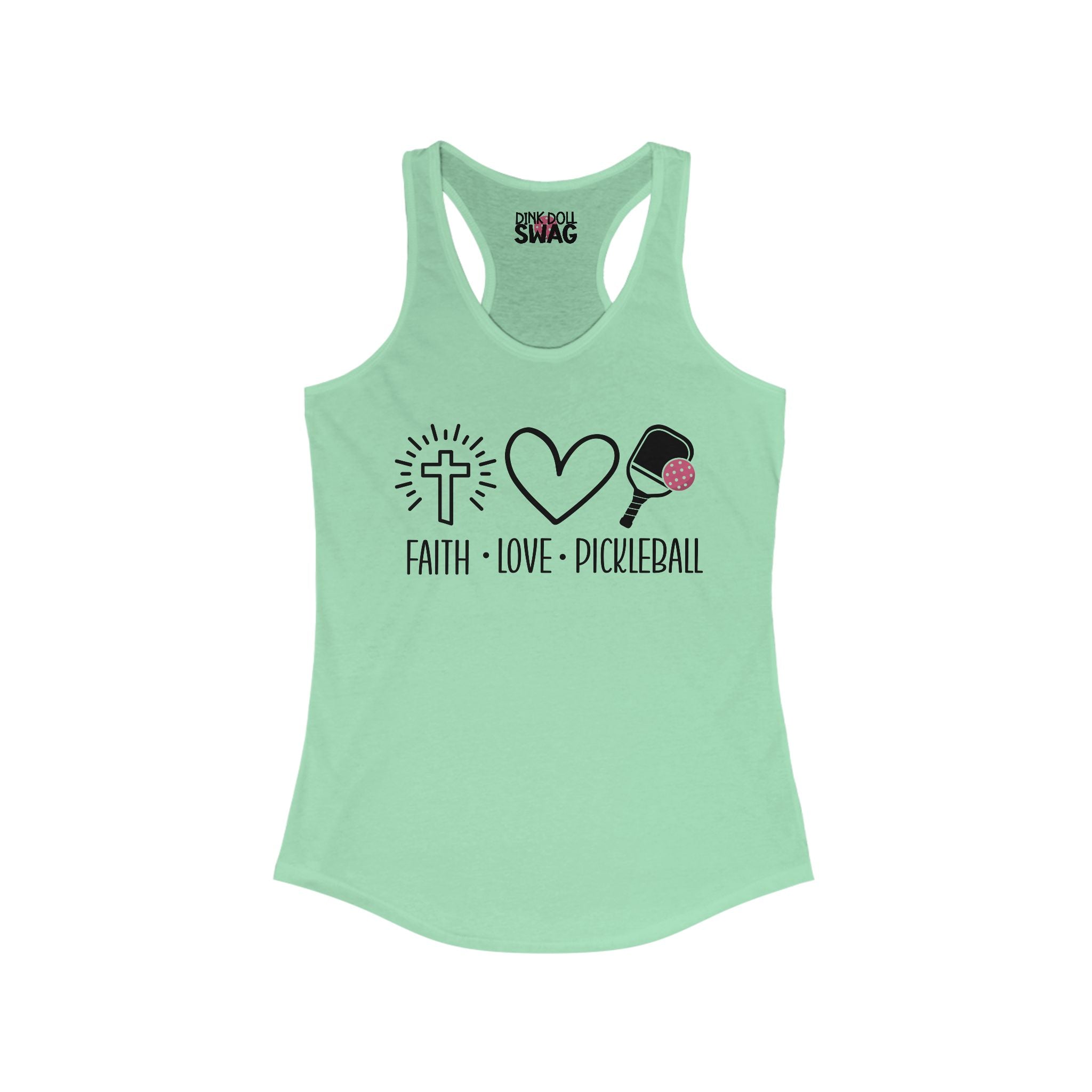 Pickleball Racerback Women's Tank - 'Faith, Love & Pickleball' Design