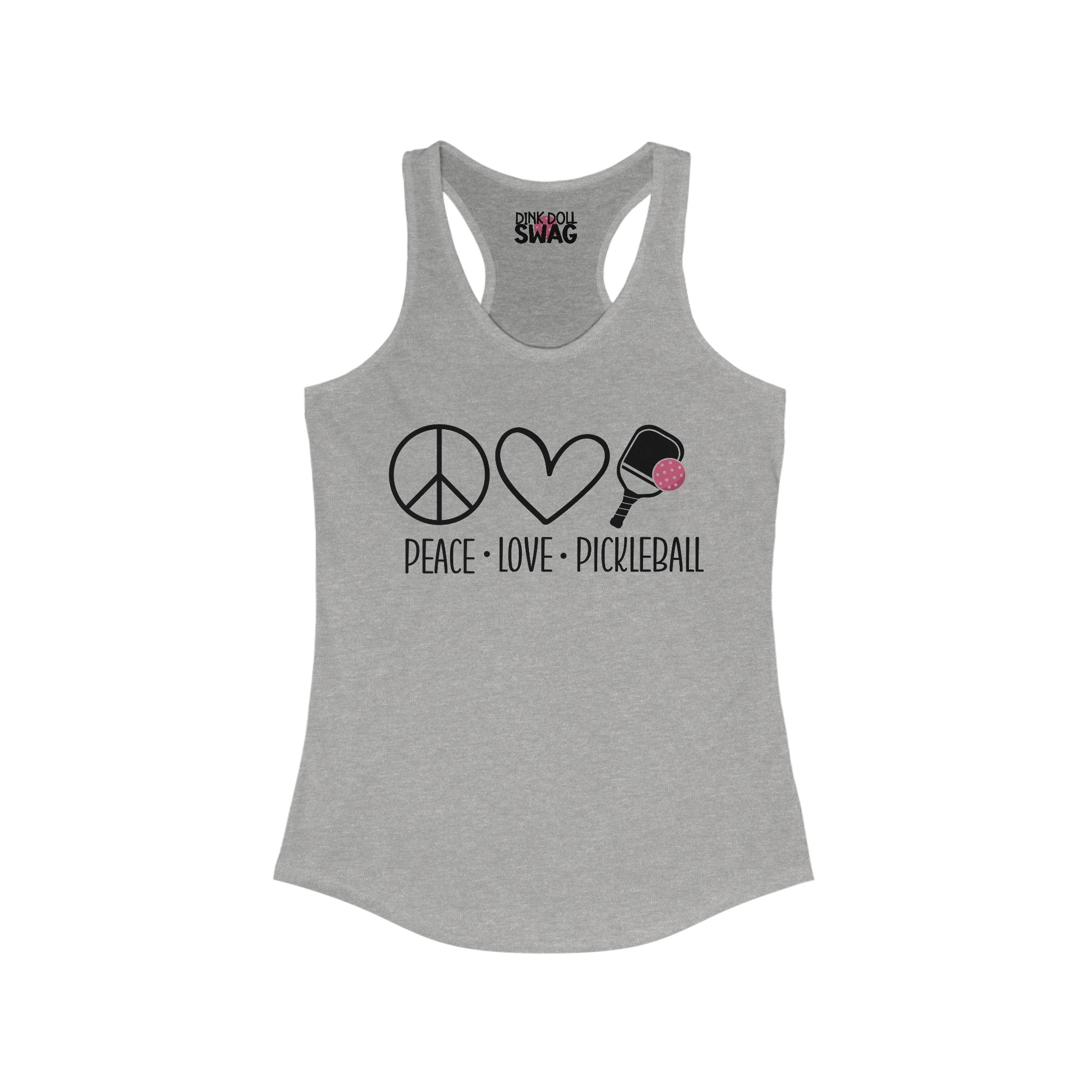Pickleball Racerback Women's Tank - 'Peace, Love, Pickleball' Design
