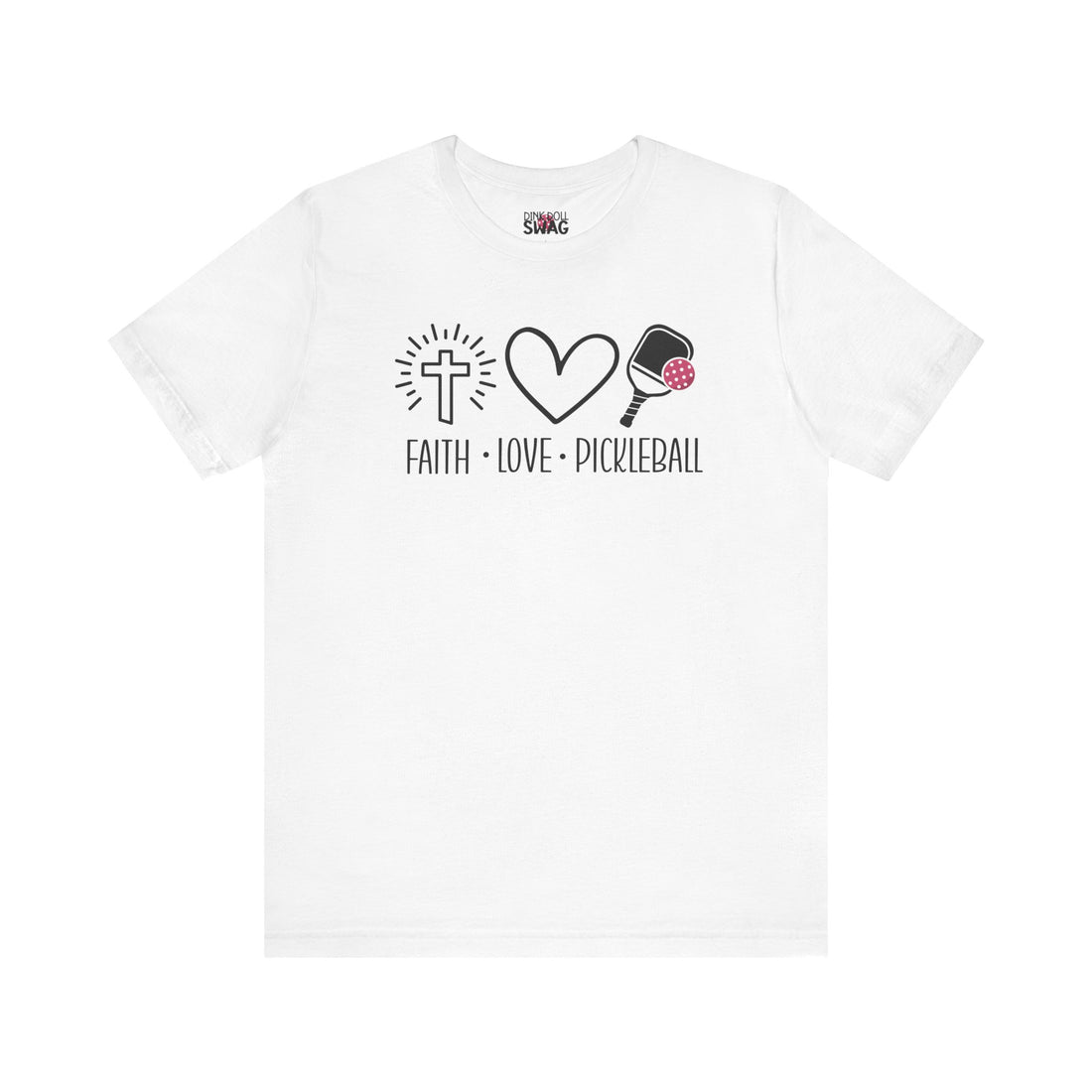 Faith Love Pickleball Christian women’s pickleball t-shirt design