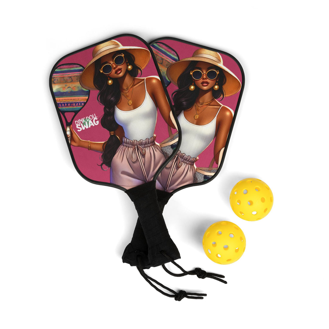 South Asian Diva pickleball paddle kit with sunglasses artwork