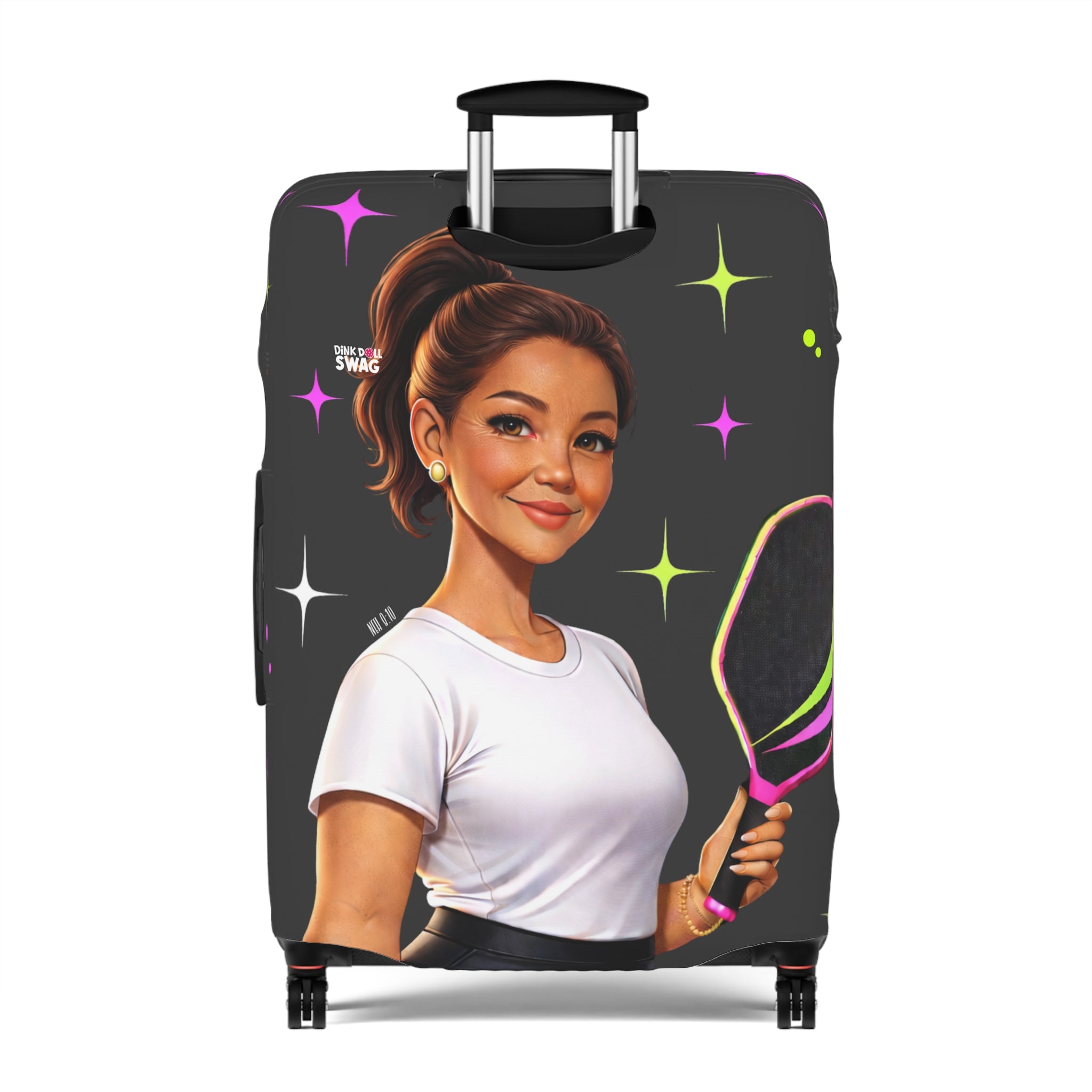 Dink Doll Swag™ Joy in Motion – Legacy Series   – Elena Edition Pickleball Luggage Cover for Women | Faith-Inspired
