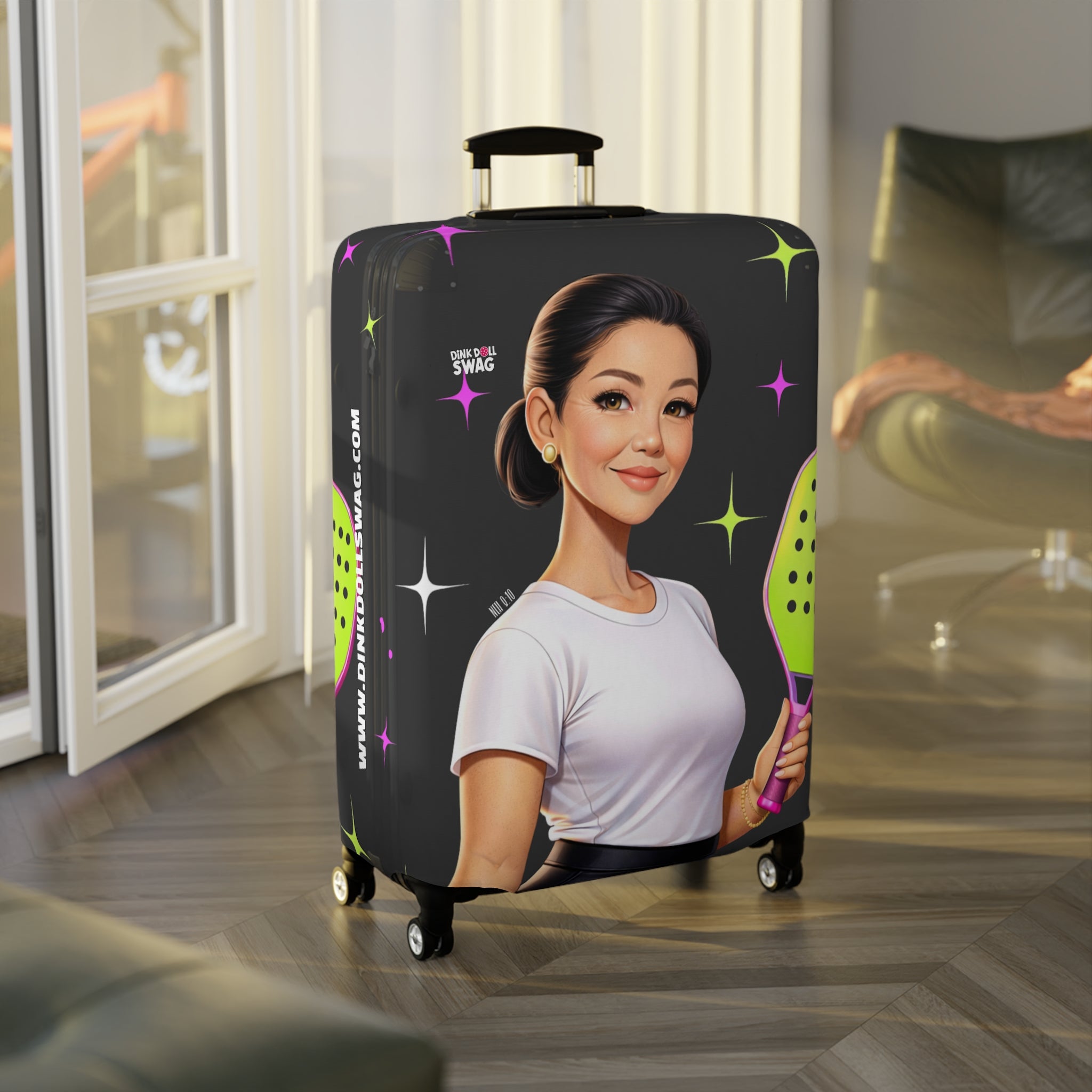 Dink Doll Swag™ Joy in Motion – Legacy Series   – Mei Edition Pickleball Luggage Cover for Women | Faith-Inspired