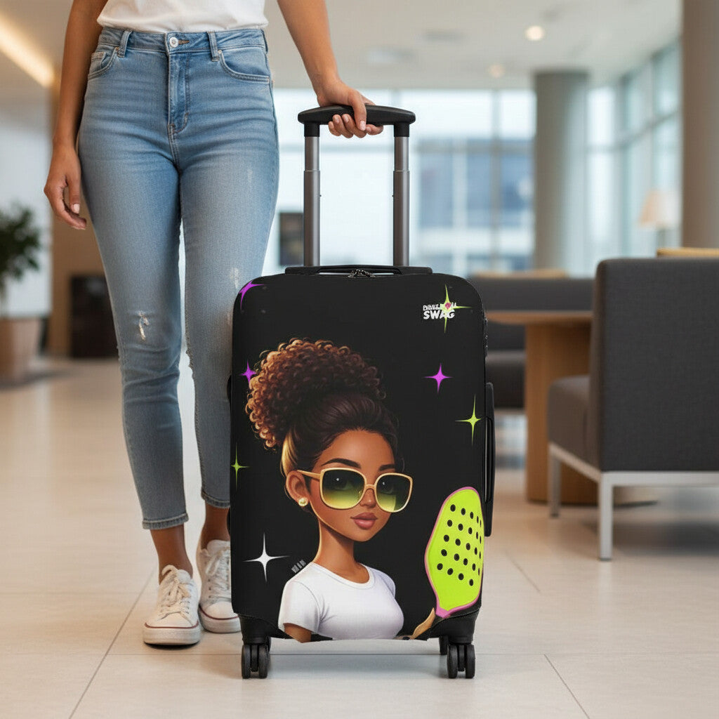 Dink Doll Swag™ Joy in Motion   – Zuri Edition Pickleball Luggage Cover for Women | Faith-Inspired