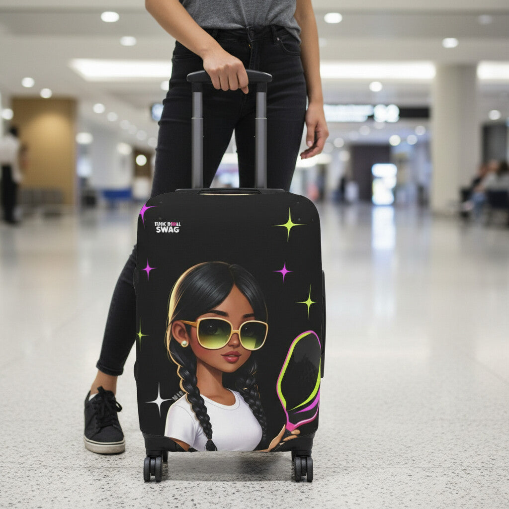 Dink Doll Swag™ Joy in Motion   – Aria Edition Pickleball Luggage Cover for Women | Faith-Inspired