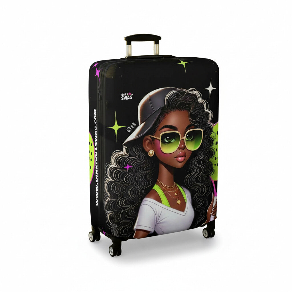 Dink Doll Swag™ Joy in Motion   – Nyla Edition Pickleball Luggage Cover for Women | Faith-Inspired