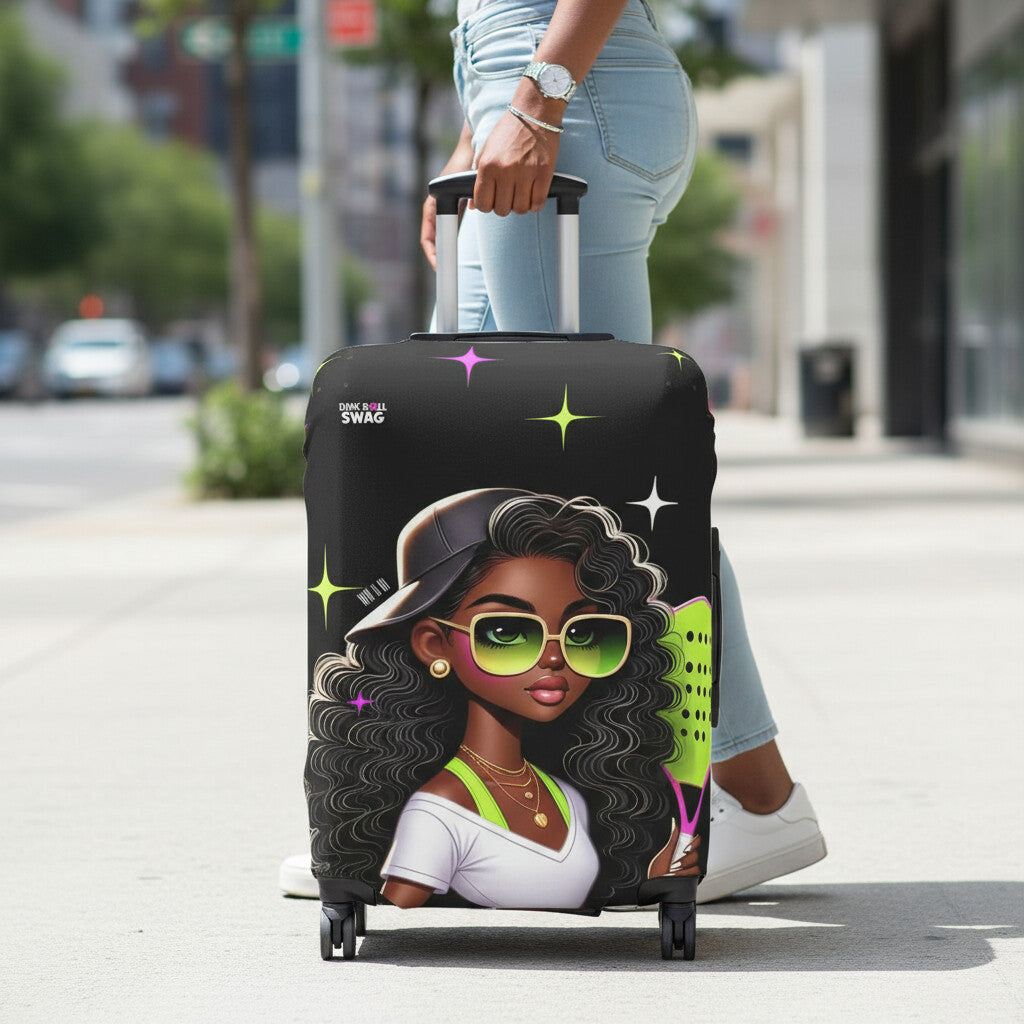 Dink Doll Swag™ Joy in Motion   – Nyla Edition Pickleball Luggage Cover for Women | Faith-Inspired