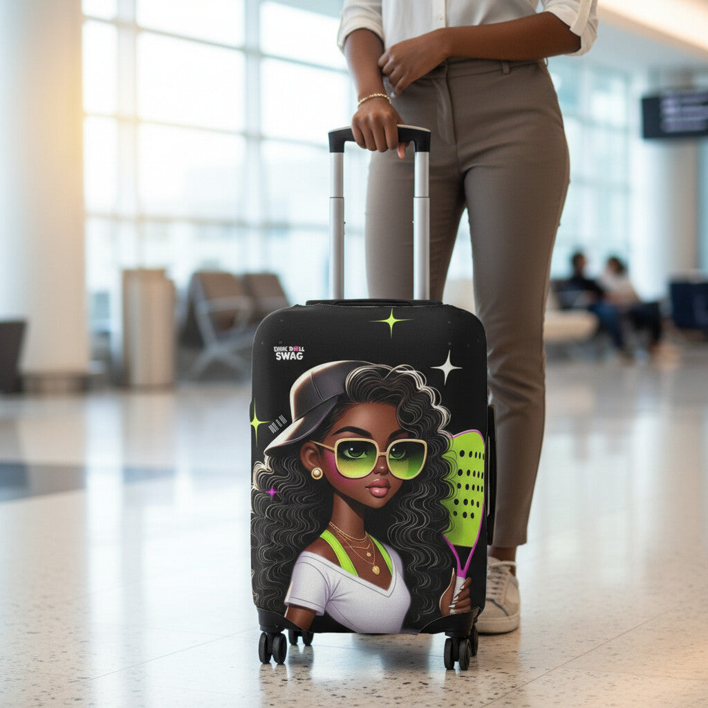 Dink Doll Swag™ Joy in Motion   – Nyla Edition Pickleball Luggage Cover for Women | Faith-Inspired