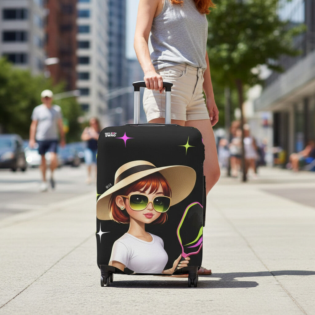 Dink Doll Swag™ Joy in Motion   – Isla Edition Pickleball Luggage Cover for Women | Faith-Inspired