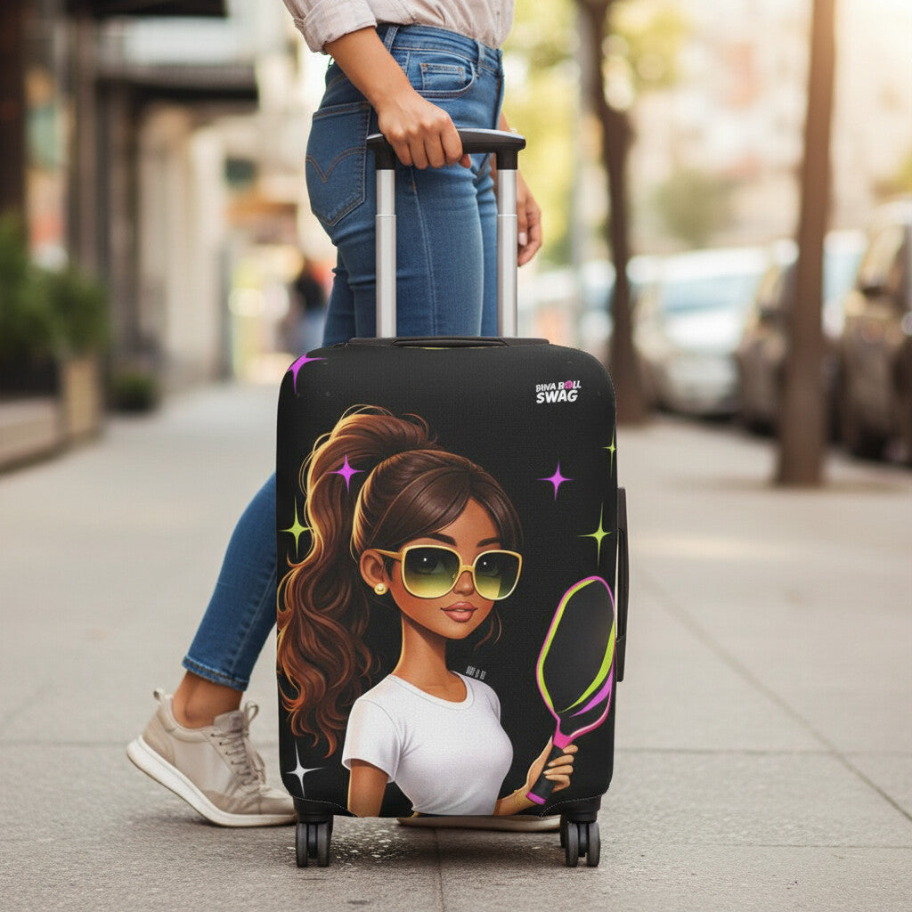 Dink Doll Swag™ Joy in Motion   – Amara Edition Pickleball Luggage Cover for Women | Faith-Inspired