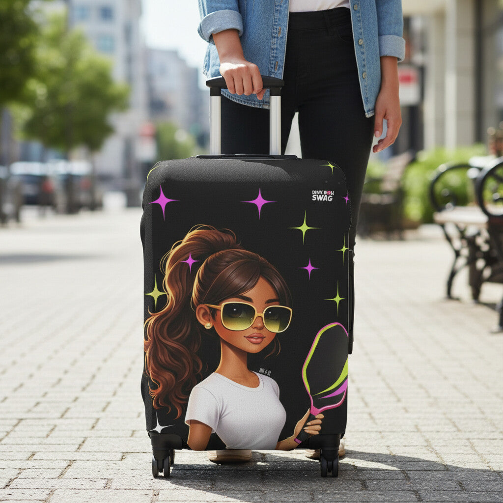 Dink Doll Swag™ Joy in Motion   – Amara Edition Pickleball Luggage Cover for Women | Faith-Inspired
