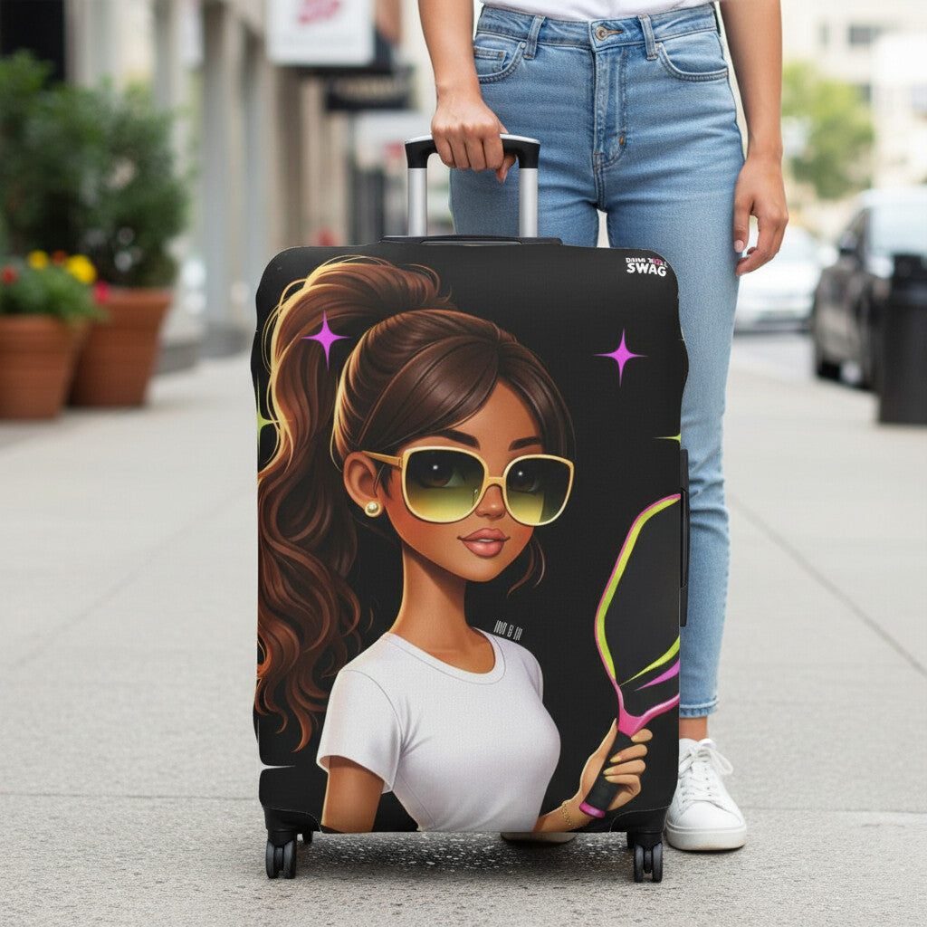Dink Doll Swag™ Joy in Motion   – Amara Edition Pickleball Luggage Cover for Women | Faith-Inspired