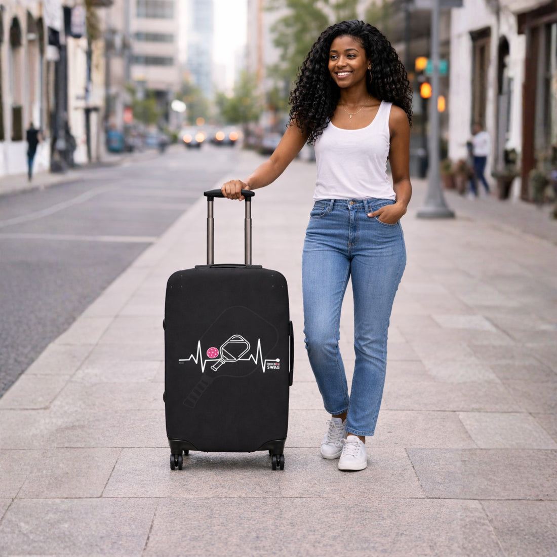 Life Pickleball Luggage Cover for Women | Faith-Inspired
