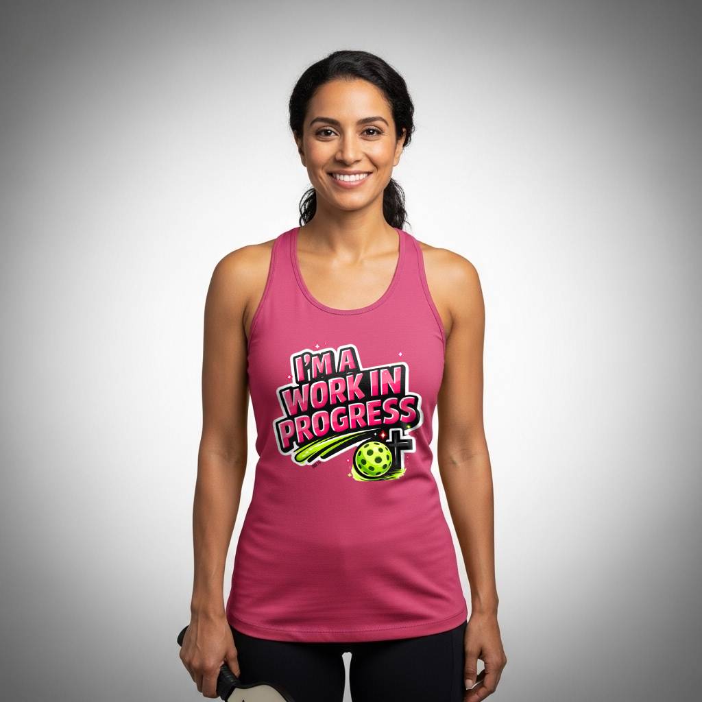 I’m A Work in Progress Pickleball Tank for Women | Faith-Inspired