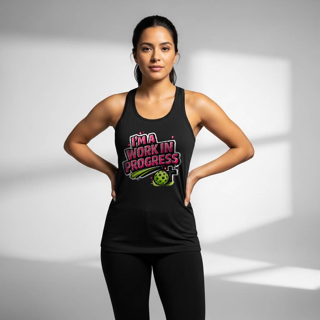 I’m A Work in Progress Pickleball Tank for Women | Faith-Inspired