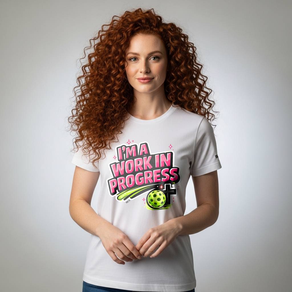 I’m A Work in Progress Pickleball T-Shirt for Women | Faith-Inspired