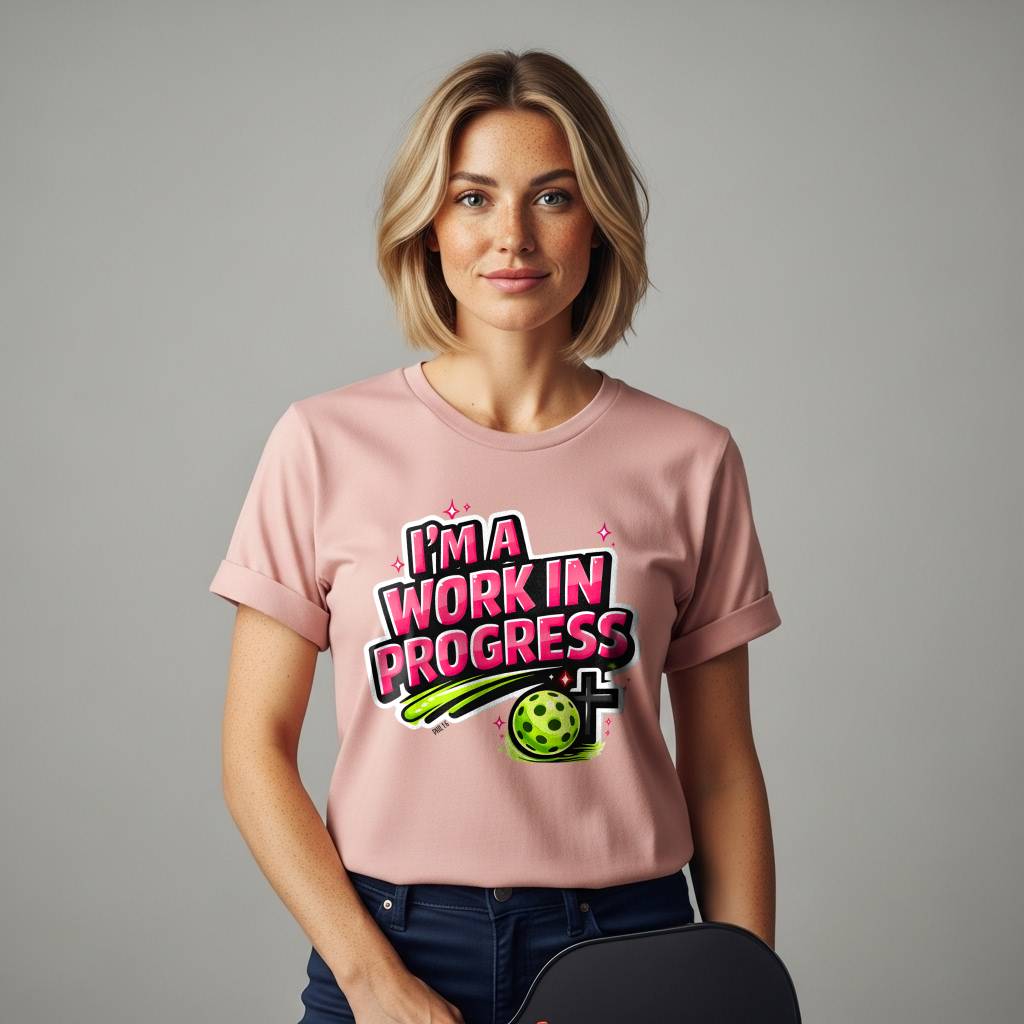 I’m A Work in Progress Pickleball T-Shirt for Women | Faith-Inspired