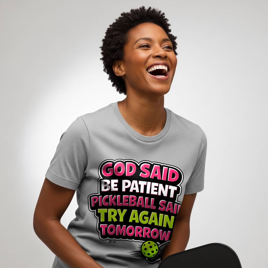 God Said Be Patient Pickleball T-Shirt for Women | Faith-Inspired