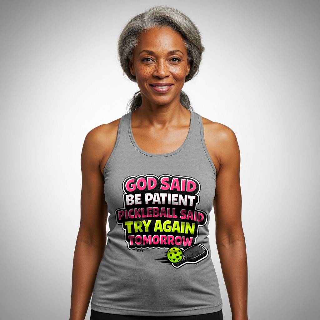 God Said Be Patient Pickleball Tank for Women | Faith-Inspired