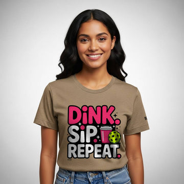 Dink. Sip. Repeat. Pickleball T-Shirt for Women | Faith-Inspired