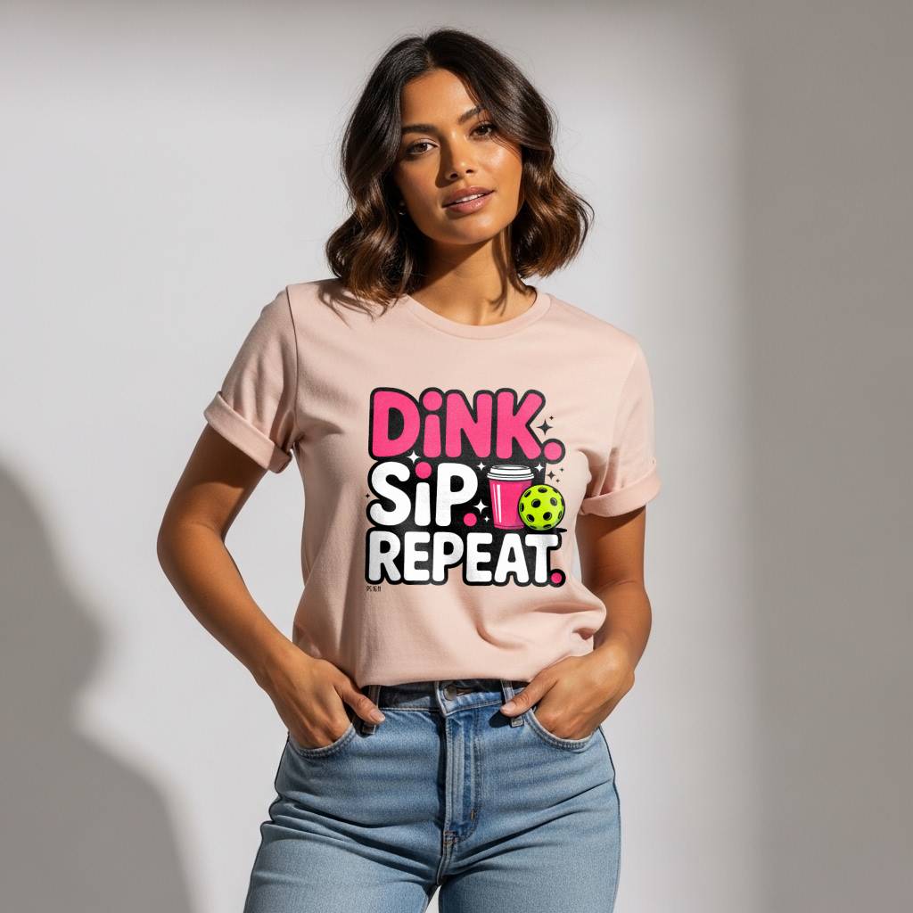 Dink. Sip. Repeat. Pickleball T-Shirt for Women | Faith-Inspired