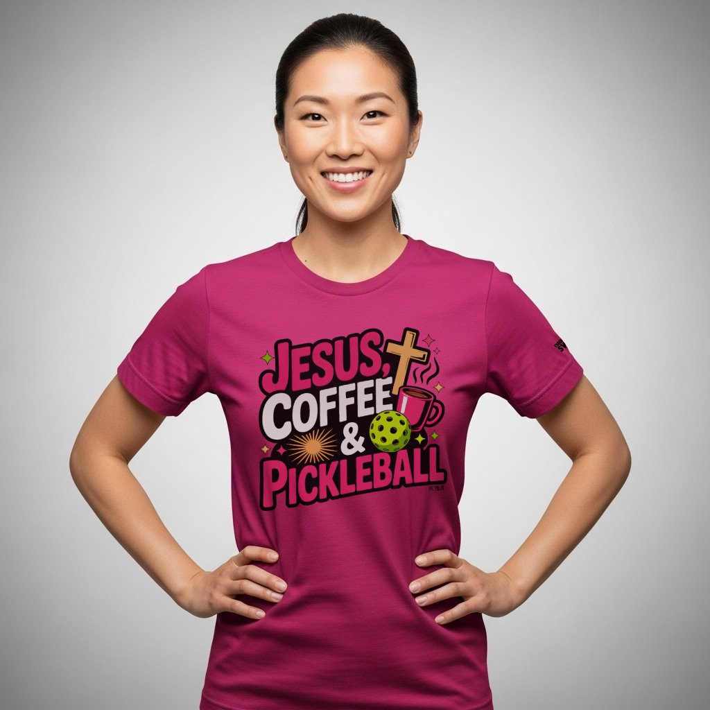 Jesus, Coffee, Pickleball T-Shirt for Women | Faith-Inspired