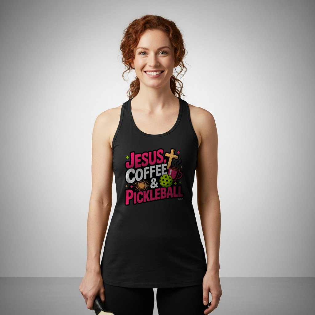 Jesus, Coffee & Pickleball Tank for Women | Faith-Inspired
