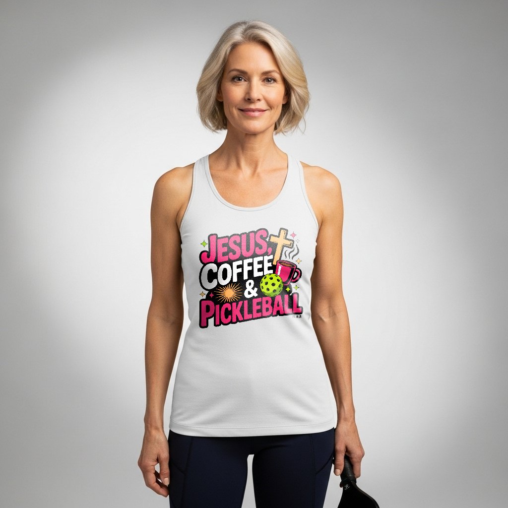 Jesus, Coffee & Pickleball Tank for Women | Faith-Inspired