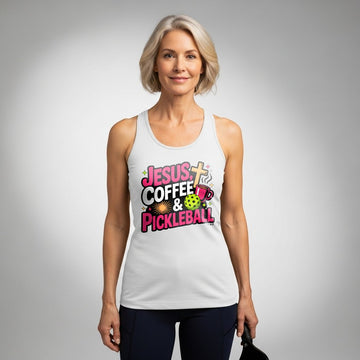 Jesus, Coffee & Pickleball Tank for Women | Faith-Inspired