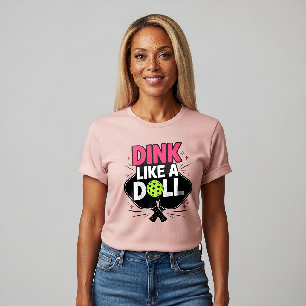 Dink Like A Doll PROMO Pickleball T-Shirt for Women | Faith-Inspired