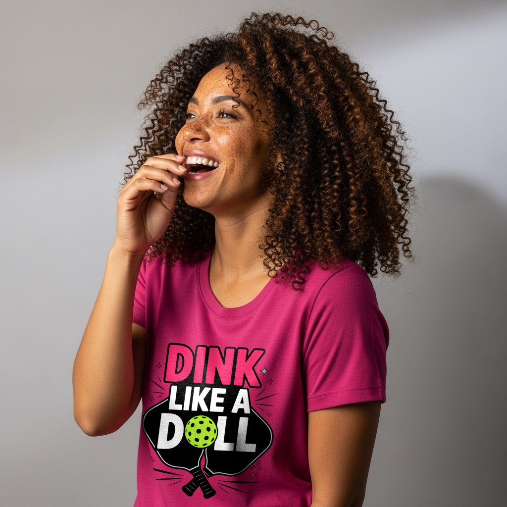 Dink Like A Doll PROMO Pickleball T-Shirt for Women | Faith-Inspired