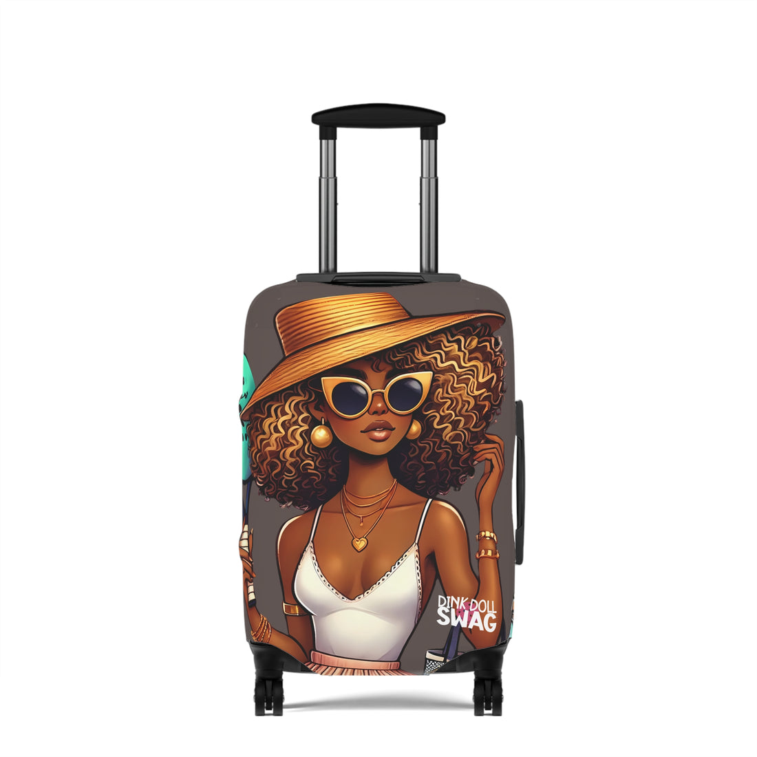 Mixed Race Diva pickleball luggage cover with bold stylish artwork
