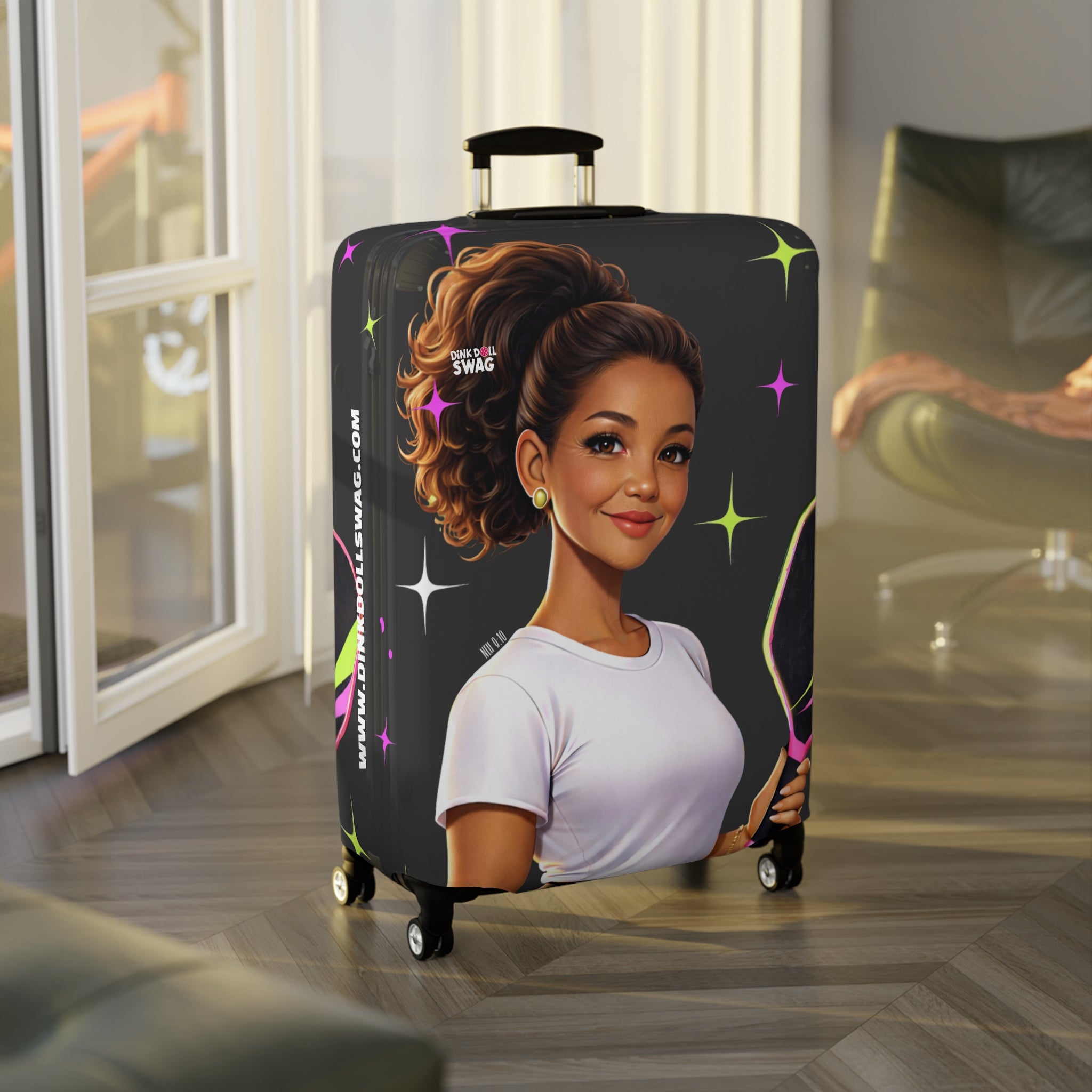 Dink Doll Swag™ Joy in Motion – Legacy Series   – Carmen Edition Pickleball Luggage Cover for Women | Faith-Inspired