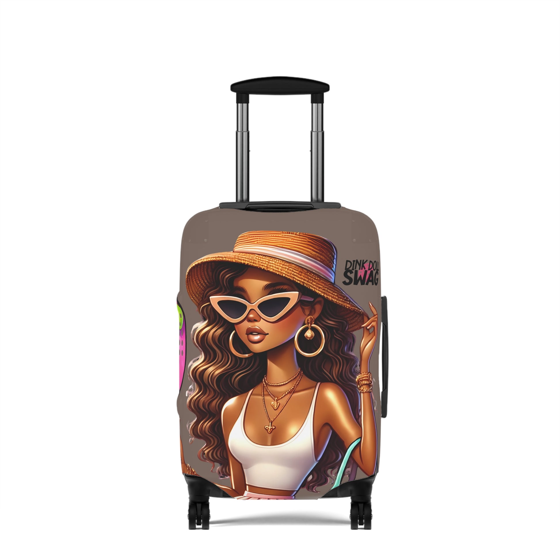 Latin Diva pickleball luggage cover with bold colorful artwork
