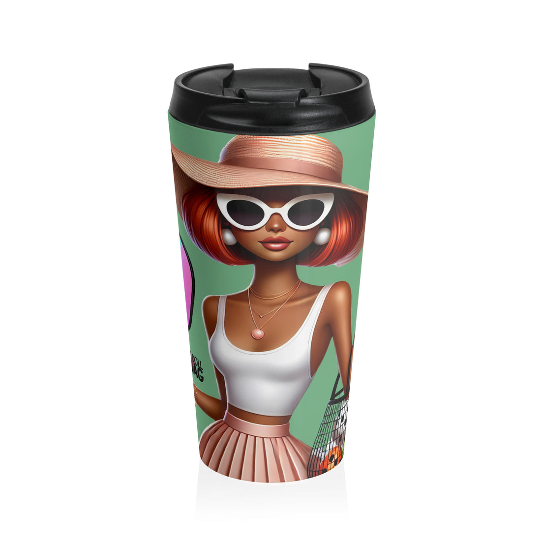Red Head Diva pickleball tumbler with glam sunglasses design