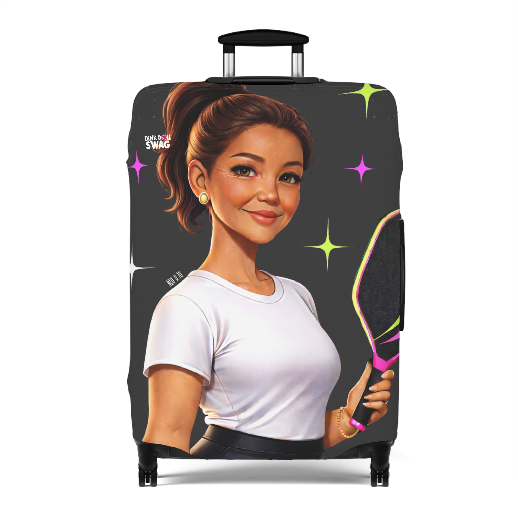 Dink Doll Swag™ Joy in Motion – Legacy Series   – Elena Edition Pickleball Luggage Cover for Women | Faith-Inspired